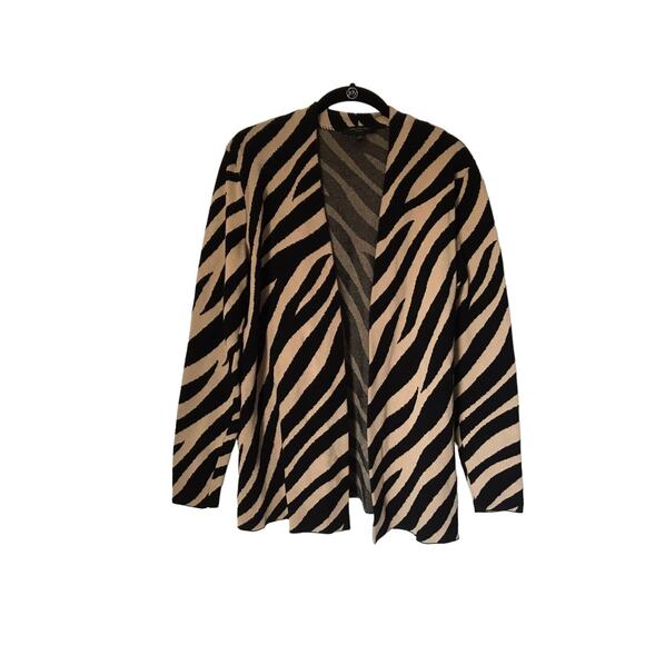 Ann Taylor Petite Sweater Size PL Animal Print Long Sleeve Open Front Cardigan - Picture 1 of 10